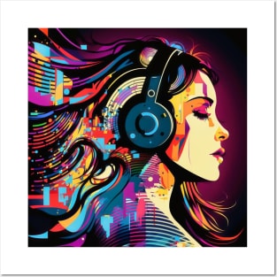 Music Lover Beautiful Latina Listening to Music Latina Woman Posters and Art